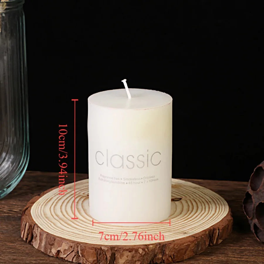 1pc white candle home emergency candle, white pillar wax, smokeless and odorless, for home lighting, church lighting candles