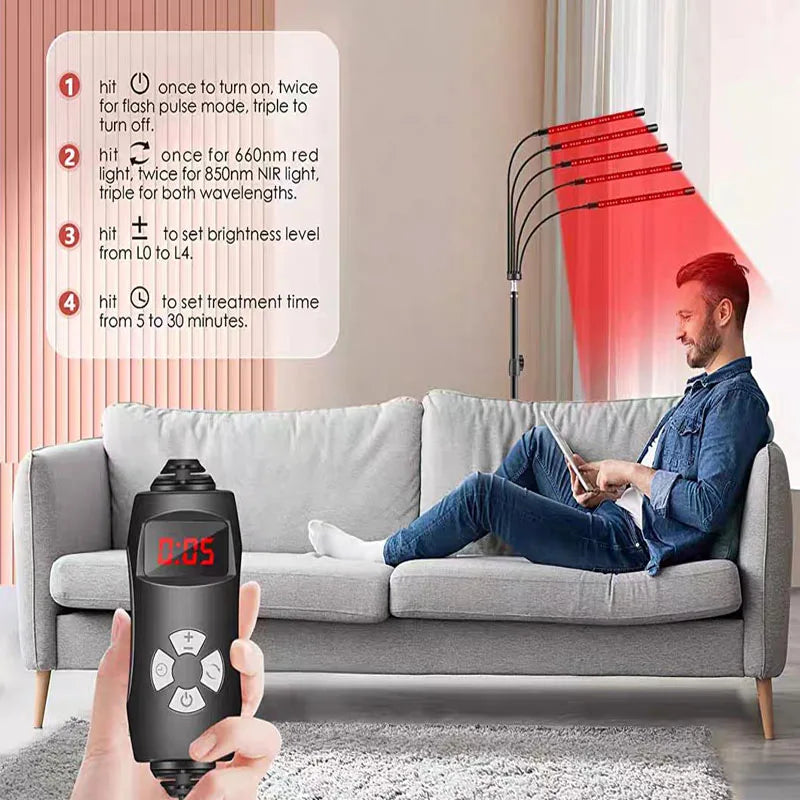 LED beauty therapy lamp with tripod, timing switch, red light, sleep light and yoga light.