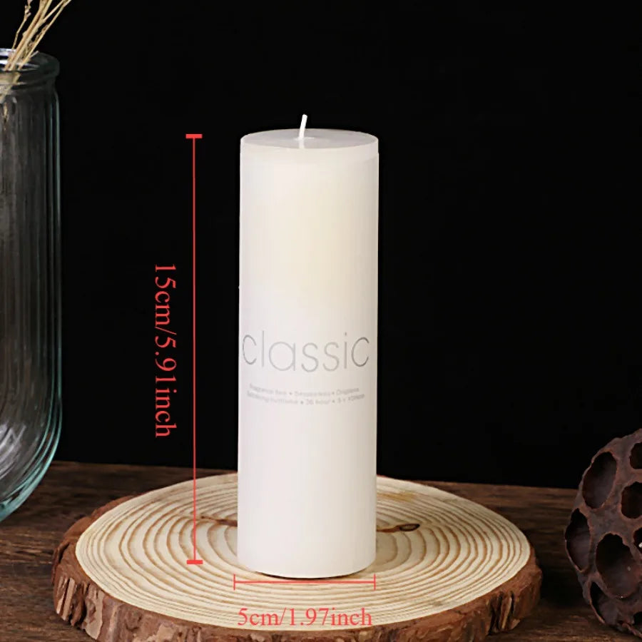 1pc white candle home emergency candle, white pillar wax, smokeless and odorless, for home lighting, church lighting candles