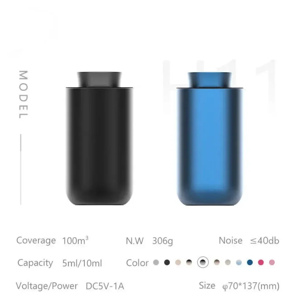 Essential Oil Diffuser Aromatherapy Oil Car Air Freshener Built-in Battery Fragrance Diffuser For Spa Centers Homes Office Black